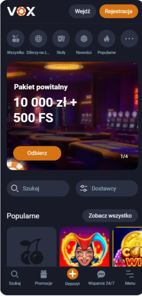Kasyno Vox strona główna