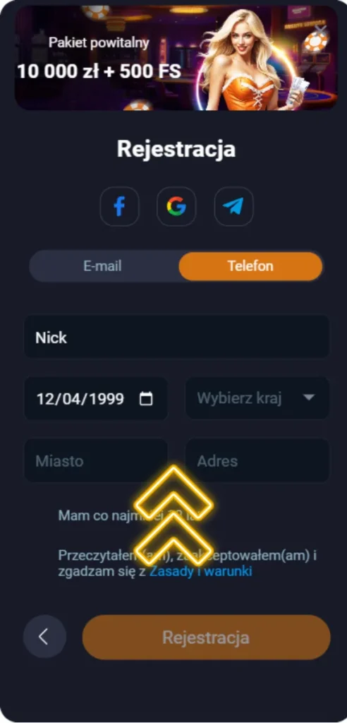 Kasyno Vox wprowadzanie danych