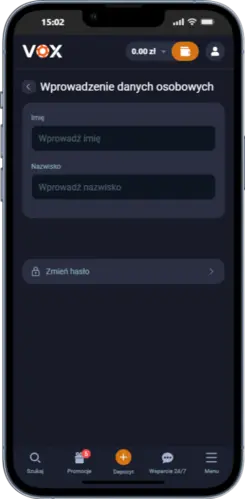 Wprowadzenie danych osobowych